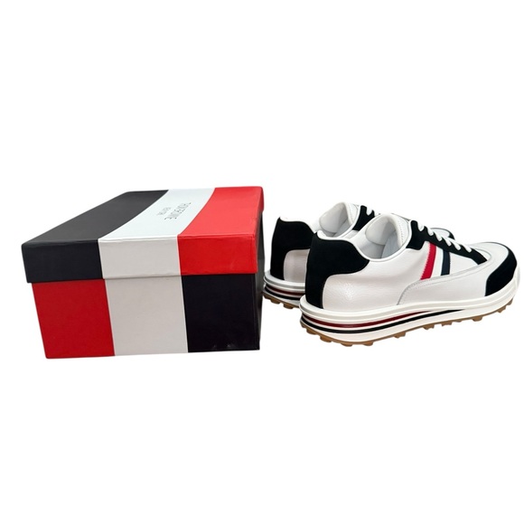 Thom Browne * White and Navy Sneakers with Red Accents - Picture 8 of 8